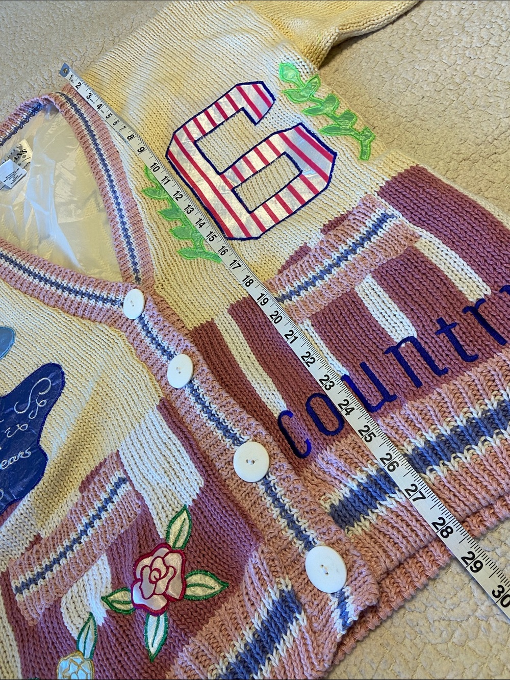 Absolutely No! Jeans Vintage Cardigan Embroidered Grandma Core Sweater OS - Picture 13 of 14
